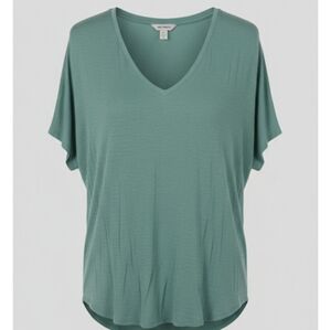 Women's Teal V-Neck Short Sleeve Top XXL Tall Hi-Low Casual Streetwear Lounge